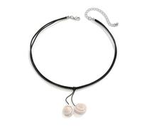 Uqezagpa Collar único con colgante fluido, collar de moda con flecos creativos de concha para mujer, SizeApprox.357cm/13.72.7inches, Hilo de cera de cuero + carcasa, No es una piedra preciosa