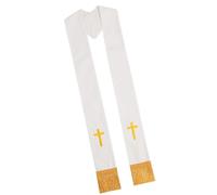Uqezagpa Cómoda estola de banda de clero con borlas cruzadas bordadas para pastores, sacerdotes, ceremonia religiosa, accesorio de estola, a, Talla única