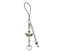 Uqezagpa Correa de muñeca para teléfono, diseño de estrella, lazo, mariposa, antipérdida, Y2K, correa para teléfono celular, cordón para colgar para mujer, bonito lazo, llavero, cadena de estrella, C