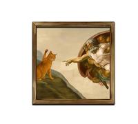 Uqezagpa Creative Cats Interpretación de la pintura sobre pintura cuadrada multiusos de madera de 20 cm, pintura única