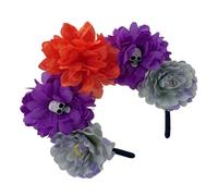 Uqezagpa Diadema de calavera hecha a mano para niña, bruja, calavera, flores oscuras, disfraces, máscaras, Halloween, fiesta de brujas, diademas para adultos