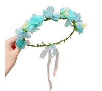 Uqezagpa Diadema de corona de flores para niños pequeños, tela ligera, postizo floral, coronas de pelo para damas de honor y festividades, accesorios para el cabello de novia