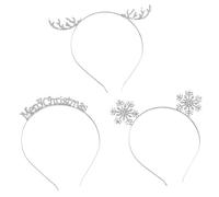 Uqezagpa Diadema de cuerno de ciervo de Navidad, accesorios para festivales, diamantes de imitación brillantes, accesorio para la cabeza de temporada, accesorios de fiesta de vacaciones, accesorio