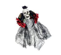 Uqezagpa Diadema de encaje punk con diseño de esqueleto de resina y rosa para fiestas de disfraces de Halloween y eventos temáticos, diadema de Halloween con calavera y encaje de telaraña