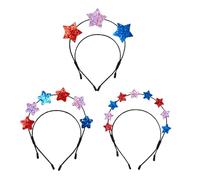 Uqezagpa Diadema de fiesta para todas las edades con estrellas en polvo brillante para adultos y niños, 4 de julio, aro para el pelo para festivales de música, accesorios para fiesta