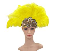 Uqezagpa Diadema de plumas con lentejuelas para mujer, tocado exagerado con banda elástica para carnaval, fiestas, eventos especiales