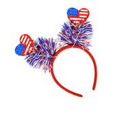 Uqezagpa Diadema temática de Día de la Independencia, diseño de corazón doble y rayas, accesorio para el pelo del 4 de julio, para desfiles y fiestas, accesorio para el cabello del 4 de julio