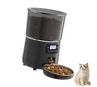 Uqezagpa Dispensador de alimentos de gato con temporizador de 4 L, fuente de alimentación USB, versión de botón para alimentación temporizada durante ausencia, seguro, bajo ruido, fácil de usar