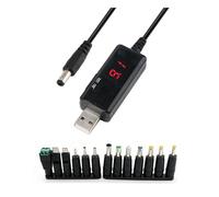 Uqezagpa Eficiente cable de alimentación USB a CC 5.5 con 13 adaptadores, 5 V a 9 V/12 V, alimentación estable para electrónica, cable de refuerzo USB