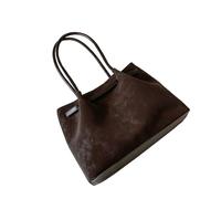 Uqezagpa Elegante bolsa de hombro de poliuretano de gran tamaño con asas reforzadas para interior de las axilas, bolsa de compras de moda para mujer, bolsa de trabajo organizada, café