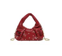 Uqezagpa Elegante bolso de hombro con tachuelas de metal, bolso de noche ligero de poliuretano, bolso cruzado casual para el trabajo y los viajes, para mujer, Red
