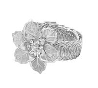 Uqezagpa Elegante brazalete abierto elástico con diseño floral para mujer con acabado dorado portátil para fiestas y uso diario, Size 4x6.2cm/1.57x2.44inch, Metal, berilo