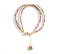 Uqezagpa Elegante brazalete de cobre con cuentas de color arcoíris de dos capas de 3 mm para un uso cómodo, talla única, como se describe
