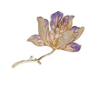 Uqezagpa Elegante broche de flores para mujer con adornos de aleación, accesorio de joyería para banquetes o, Size 5x4cm/2.36x1.57inch, Metal, Berilo