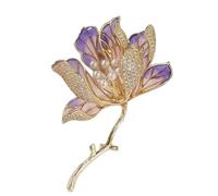 Uqezagpa Elegante broche de flores para mujer con adornos de aleación, accesorio de joyería para banquetes o, Size 5x4cm/2.36x1.57inch, Metal