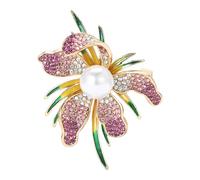 Uqezagpa Elegante broche de orquídeas sofisticado con diseño de flores para mujer, joyería para reuniones de negocios y noches, Size Approx. 1.8x2.1inch4.6x5.4cm, Metal, Berilo