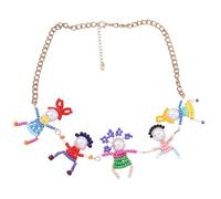 Uqezagpa Elegante collar ajustable de personaje, collar con colgante de figura única, perlas de imitación, cadena de clavícula, dije de moda con forma de persona