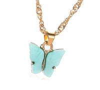 Uqezagpa Elegante collar con colgante de acrílico de mariposa, accesorio de joyería elegante para mujer, ideas de regalos de moda, casual, Length 51cm, Acrílico, No es una piedra preciosa