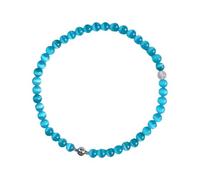 Uqezagpa Elegante collar con cuentas de piedra de ojo de gato azul con corazón que simboliza el amor y la ternura para mujeres de moda casual, 45cm, Liuli, No es una piedra preciosa