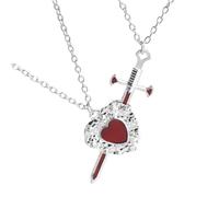 Uqezagpa Elegante collar de corazón con espadas para parejas, que simboliza el amor y la fuerza, para aniversarios o San Valentín, 50cm, Metal, No es una piedra preciosa