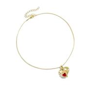 Uqezagpa Elegante collar de cristales en forma de corazón para mujer con elegante acento de diamantes y cómodo de llevar resistente, 1.95x1.95in, Metal, No es una piedra preciosa
