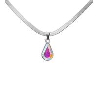 Uqezagpa Elegante collar de lágrima de cristal con colgante de gota de agua, cadena de acero inoxidable, gargantilla de cadena de serpiente a la moda, 3.9x1.17in, Acero inoxidable, No es una piedra