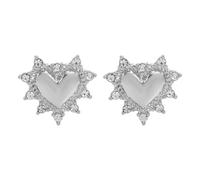 Uqezagpa Elegante juego de pendientes y anillos de circonita en forma de corazón para mujer, en aleación chapada en oro, 5.07x3.12in, Aleación y diamantes de imitación