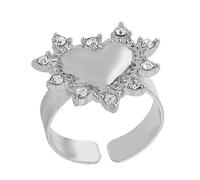 Uqezagpa Elegante juego de pendientes y anillos de circonita en forma de corazón para mujer, en aleación chapada en oro, 5.07x3.12in, Aleación y diamantes de imitación