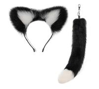 Uqezagpa Elegante llavero con colgante de cola de zorro, adorno delicado con orejas de gato, dije portátil para coche, mochila, 40 cm, Felpa, Berilo