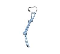 Uqezagpa Elegante llavero en forma de corazón ligero de piel sintética con cordón de aleación para decoración de parejas, amigos, regalo de doble nudo con dije de aleación, azul claro, Talla única