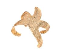 Uqezagpa Elegante pulsera para mujer con diseño de estrellas de mar chapada en oro para un aspecto elegante y ajuste ajustable a diario, Size Diameter 6.4cm/2.52inch, Metal