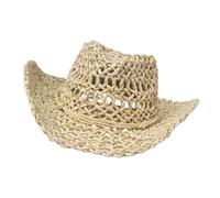 Uqezagpa Elegante sombrero victoriano ajustable decorado a cielo abierto para mujer, ligero, transpirable, paja de mazorca de maíz, playa, jardinería, plegable, ligero, paja de maíz con diseño calado