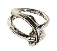 Uqezagpa Elegantes anillos abstractos de moda con textura de latón hueco para los amantes del arte y creadores de tendencias, talla única, como se describe, como se describe