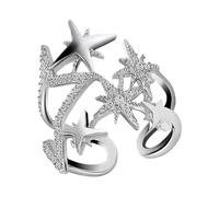 Uqezagpa Elegantes anillos de cobre con diseño de estrella de ocho puntas, diseño de apertura ajustable, accesorio perfecto para el uso diario, accesorio elegante