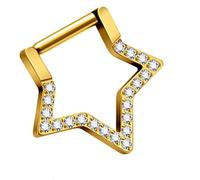 Uqezagpa Elegantes anillos de nariz de estrella para mujer, diseño sofisticado de moda para fiestas y uso diario, 1.2*8mm, Aleación de titanio, Berilo