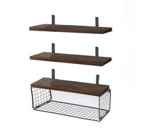 Uqezagpa Estantes flotantes montados en la pared para almacenamiento de baño, estantes de madera resistentes, juego de 3 unidades, ahorro de espacio sobre el inodoro