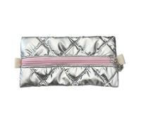 Uqezagpa Estuche para lápices con patrón de lazo, color metálico, gran capacidad, organizador de bolígrafos, bolsa organizadora de bolígrafos, estuche de viaje de gran capacidad, Silver, D