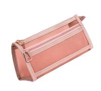 Uqezagpa Estuche transparente de malla de doble capa, bolsa de malla para lápices, bolsa de malla de gran capacidad, suministros de vuelta a la escuela para niñas, estuche de malla de doble capa