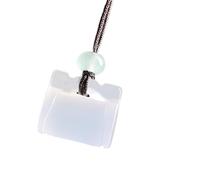 Uqezagpa Ethnic Styles - Collar con colgante de jade con cordón tejido hecho a mano para mujeres de moda, Length 68CM, Calcedonia de jade, jade Dongling, etc., No es una piedra preciosa