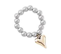 Uqezagpa European Styles - Anillos de corazón ajustables con cuerda elástica y cuentas redondas, joyería para creadores de tendencias, anillos de moda diaria, One Size, como se describe, como se