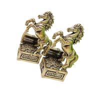 Uqezagpa Figura de caballo de metal con caja del tesoro, adorno de la cultura del zodiaco chino, decoración de la cultura Fengshui, coleccionistas, elegante caballo de metal con caja del tesoro