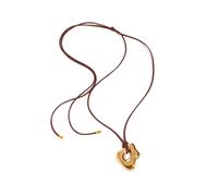 Uqezagpa Gargantilla con colgante geométrico irregular de acero inoxidable, impermeable, collar de cuerda de cera, color dorado y plateado a la moda, 4.68x3.12in, Acero inoxidable