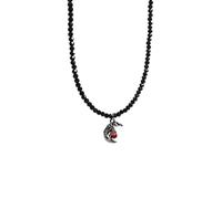 Uqezagpa Gothic Styles - Collar de cuentas de cristal negro con corazón y mariposa, cadena única para el cuello para mujeres que buscan algo único, Length 45CM, Aleación y acero de titanio, No es una