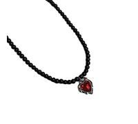 Uqezagpa Gothic Styles - Collar de cuentas de cristal negro con corazón y mariposa, cadena única para el cuello para mujeres que buscan algo único, Length 45CM, Aleación y acero de titanio, No es una