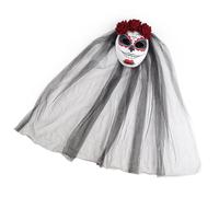Uqezagpa Halloween Dead With Rose Veil Halloween Scary Bride Scary Bride Costume Accessories for Women Girl Cosplay Rose Veil