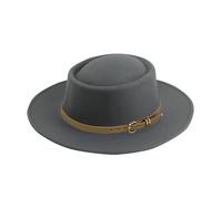 Uqezagpa Homburg - Sombrero de copa con cinturón exótico, estilo victoriano, sombrero de lana clásico Porkpie para niños, hombres y adultos, fedoras de lana a granel, color gris claro