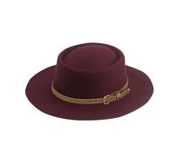 Uqezagpa Homburg - Sombrero de copa con cinturón exótico, estilo victoriano, sombrero de lana clásico Porkpie para niños, hombres y adultos, fedoras de lana a granel, color claret
