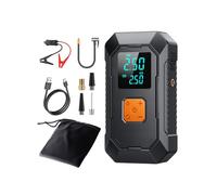 Uqezagpa Inflador digital de neumáticos con función de adaptador de corriente para coche, motocicleta, bicicleta, bola, carga USB C con luz LED, inflador de neumáticos de coche con batería de respaldo