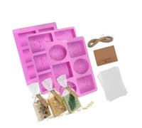 Uqezagpa Juego de 102 piezas de silicona para hacer jabón, con bolsas transparentes, etiquetas de cordón y bolsas de sisal para proyectos de manualidades en el hogar y suministros de embalaje, bolsas