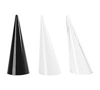 Uqezagpa Juego de 3 soportes para joyas transparentes en blanco y negro para anillos elegantes, presentación, anillos resistentes, organizadores de conos